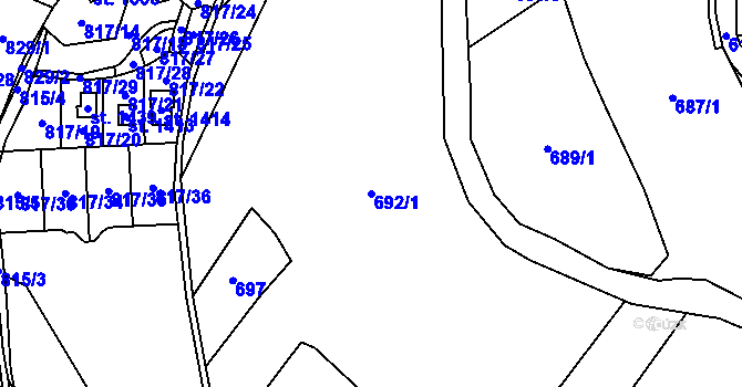 Parcela st. 692/1 v KÚ Nová Role, Katastrální mapa