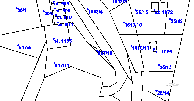 Parcela st. 817/10 v KÚ Nová Role, Katastrální mapa