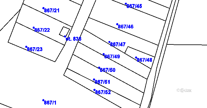 Parcela st. 867/49 v KÚ Nová Role, Katastrální mapa