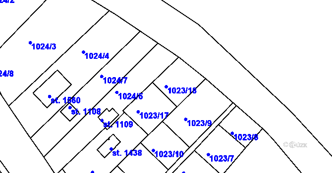 Parcela st. 1023/18 v KÚ Nová Role, Katastrální mapa
