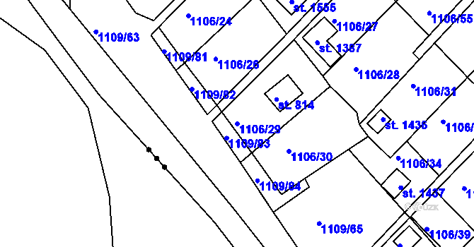 Parcela st. 1106/29 v KÚ Nová Role, Katastrální mapa
