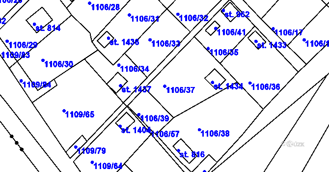 Parcela st. 1106/37 v KÚ Nová Role, Katastrální mapa