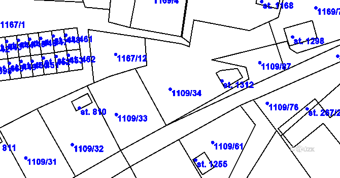 Parcela st. 1109/34 v KÚ Nová Role, Katastrální mapa