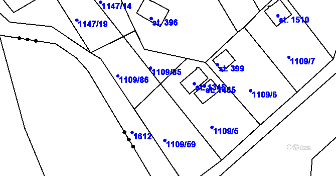 Parcela st. 1109/43 v KÚ Nová Role, Katastrální mapa