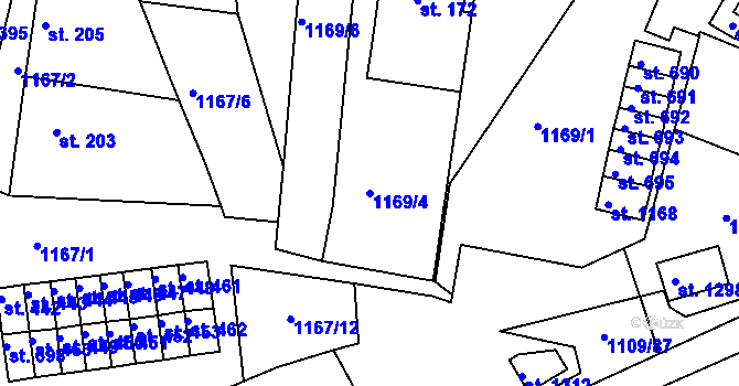 Parcela st. 1169/4 v KÚ Nová Role, Katastrální mapa