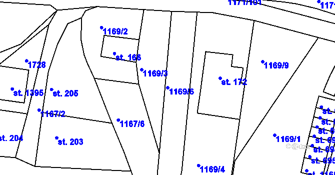 Parcela st. 1169/6 v KÚ Nová Role, Katastrální mapa