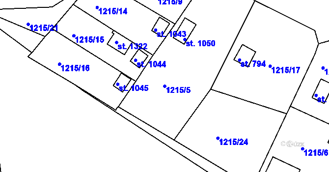 Parcela st. 1215/5 v KÚ Nová Role, Katastrální mapa