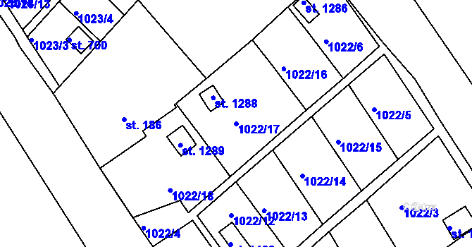 Parcela st. 1022/17 v KÚ Nová Role, Katastrální mapa