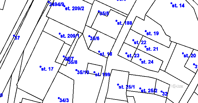 Parcela st. 18 v KÚ Nová Říše, Katastrální mapa