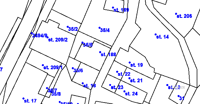 Parcela st. 188 v KÚ Nová Říše, Katastrální mapa