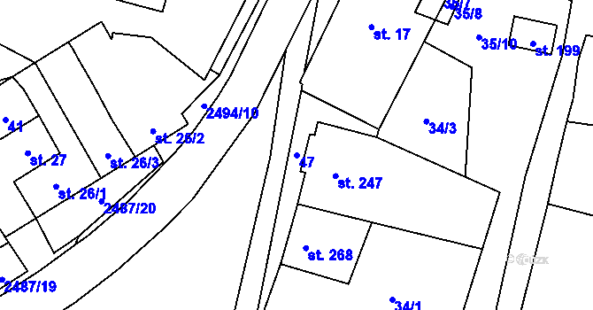Parcela st. 47 v KÚ Nová Říše, Katastrální mapa