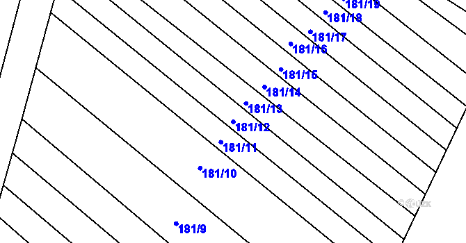Parcela st. 181/12 v KÚ Nová Říše, Katastrální mapa