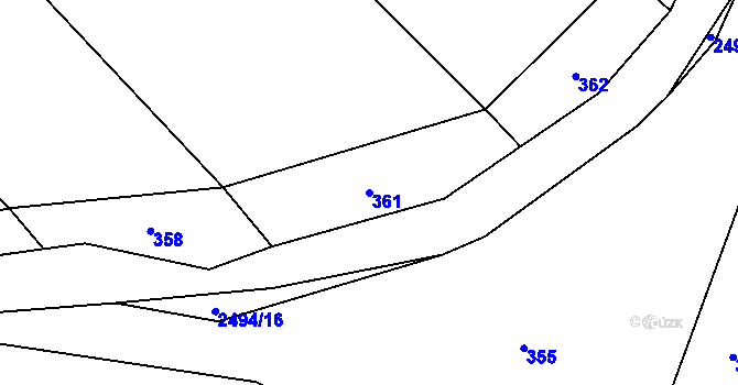 Parcela st. 361 v KÚ Nová Říše, Katastrální mapa
