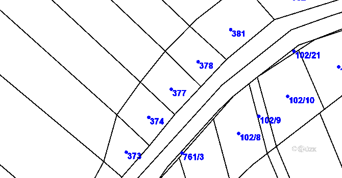 Parcela st. 377 v KÚ Nová Říše, Katastrální mapa