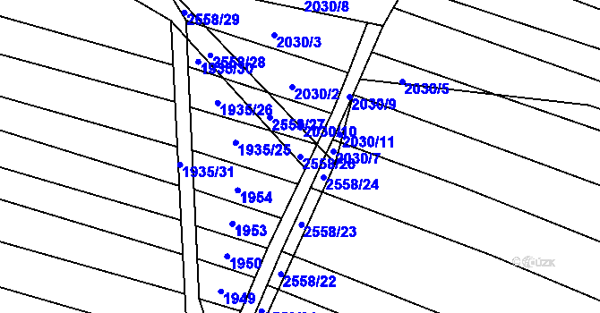 Parcela st. 2558/26 v KÚ Nová Říše, Katastrální mapa