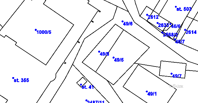 Parcela st. 49/8 v KÚ Nová Říše, Katastrální mapa