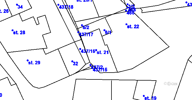 Parcela st. 21 v KÚ Nová Telib, Katastrální mapa