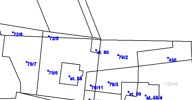 Parcela st. 86 v KÚ Nová Telib, Katastrální mapa