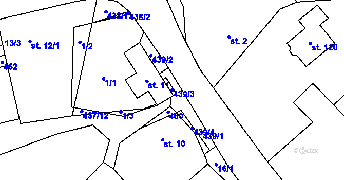 Parcela st. 439/3 v KÚ Nová Telib, Katastrální mapa