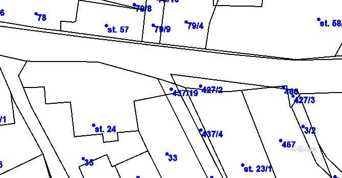 Parcela st. 437/19 v KÚ Nová Telib, Katastrální mapa