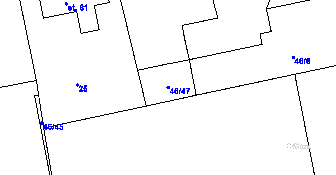 Parcela st. 46/47 v KÚ Nová Telib, Katastrální mapa