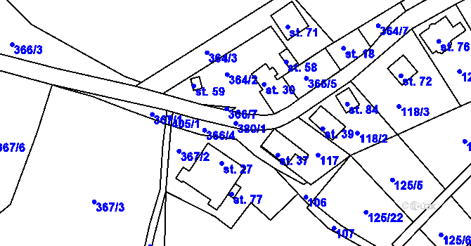 Parcela st. 380/1 v KÚ Dívčí Kopy, Katastrální mapa