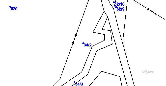 Parcela st. 34/2 v KÚ Hadravova Rosička, Katastrální mapa
