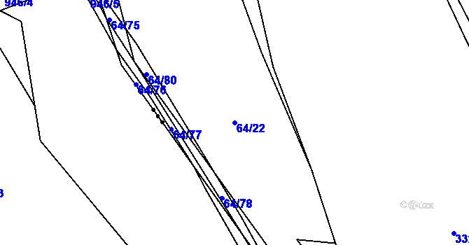 Parcela st. 64/22 v KÚ Hadravova Rosička, Katastrální mapa