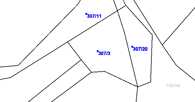 Parcela st. 307/3 v KÚ Hadravova Rosička, Katastrální mapa