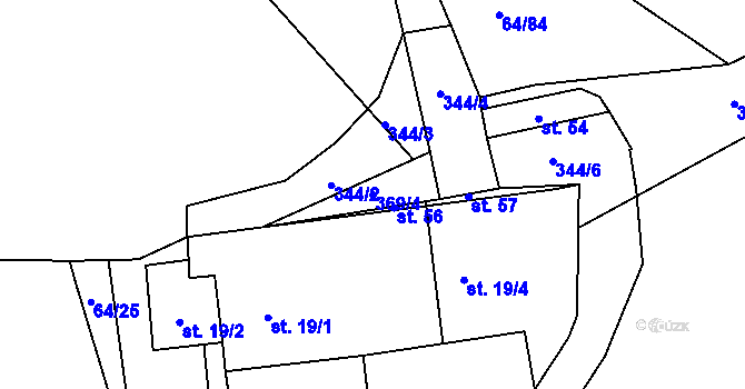 Parcela st. 369/4 v KÚ Hadravova Rosička, Katastrální mapa