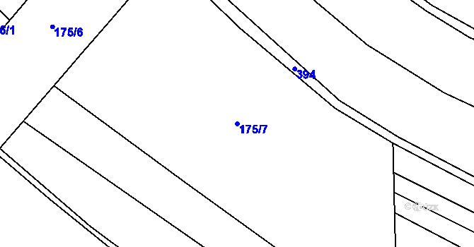 Parcela st. 175/7 v KÚ Hadravova Rosička, Katastrální mapa