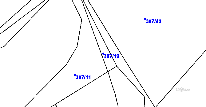 Parcela st. 307/19 v KÚ Hadravova Rosička, Katastrální mapa