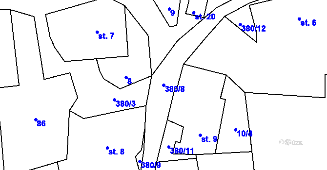 Parcela st. 380/8 v KÚ Hadravova Rosička, Katastrální mapa