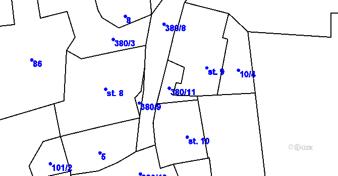 Parcela st. 380/11 v KÚ Hadravova Rosička, Katastrální mapa