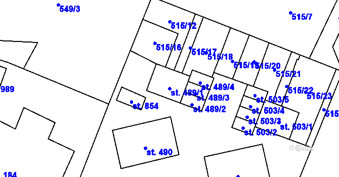 Parcela st. 489/1 v KÚ Nová Včelnice, Katastrální mapa