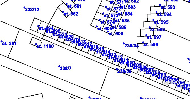 Parcela st. 614 v KÚ Nová Včelnice, Katastrální mapa