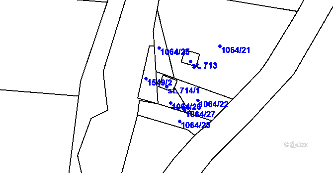 Parcela st. 714/1 v KÚ Nová Včelnice, Katastrální mapa