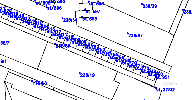 Parcela st. 754 v KÚ Nová Včelnice, Katastrální mapa