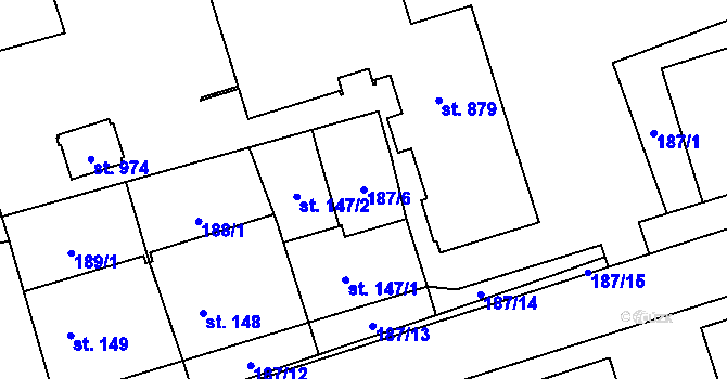 Parcela st. 187/6 v KÚ Nová Včelnice, Katastrální mapa