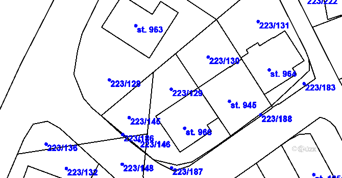 Parcela st. 223/129 v KÚ Nová Včelnice, Katastrální mapa