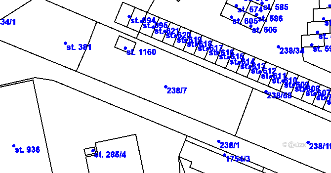 Parcela st. 238/7 v KÚ Nová Včelnice, Katastrální mapa