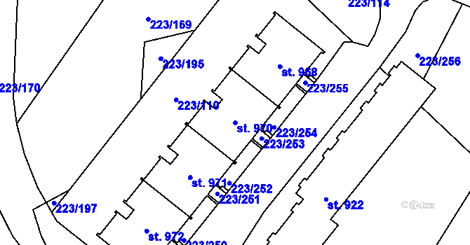 Parcela st. 970 v KÚ Nová Včelnice, Katastrální mapa