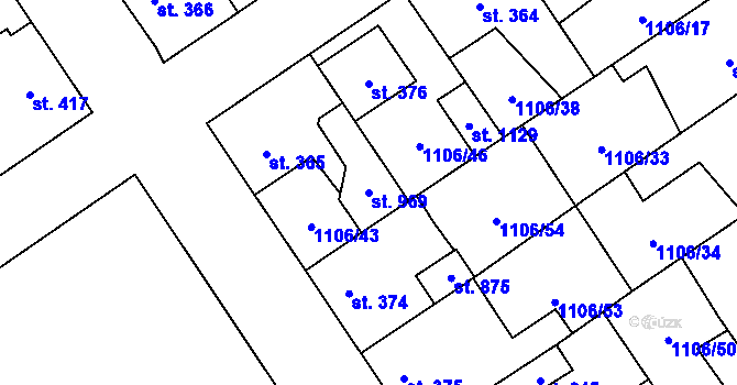 Parcela st. 969 v KÚ Nová Včelnice, Katastrální mapa