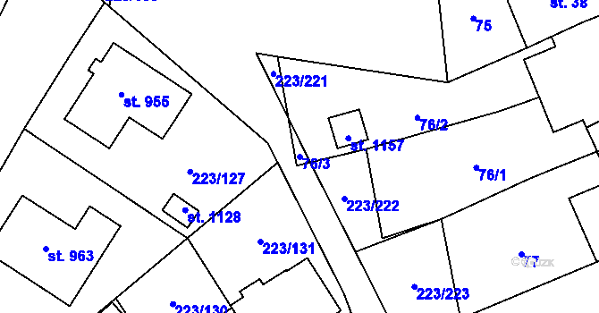 Parcela st. 76/3 v KÚ Nová Včelnice, Katastrální mapa