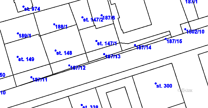 Parcela st. 187/13 v KÚ Nová Včelnice, Katastrální mapa