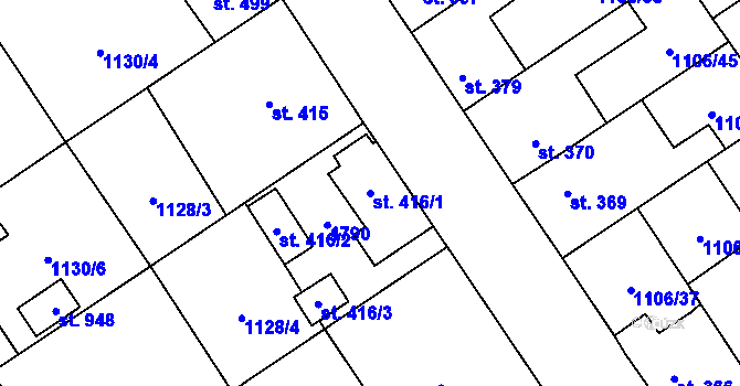 Parcela st. 416/1 v KÚ Nová Včelnice, Katastrální mapa