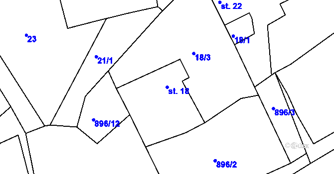 Parcela st. 18 v KÚ Vlčetínec, Katastrální mapa