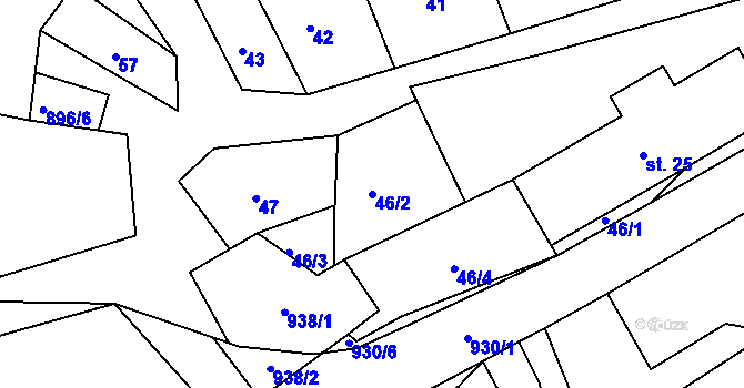 Parcela st. 46/2 v KÚ Vlčetínec, Katastrální mapa