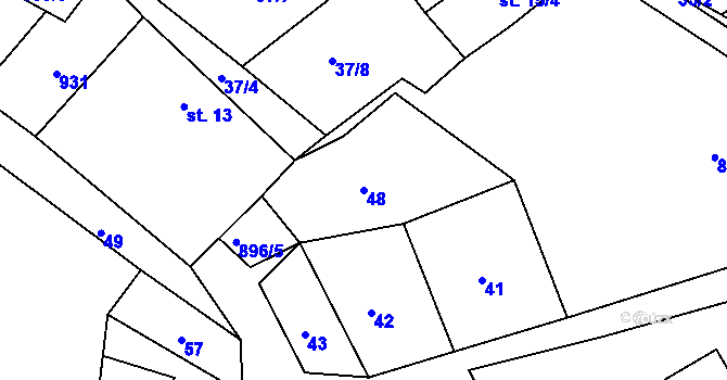 Parcela st. 48 v KÚ Vlčetínec, Katastrální mapa