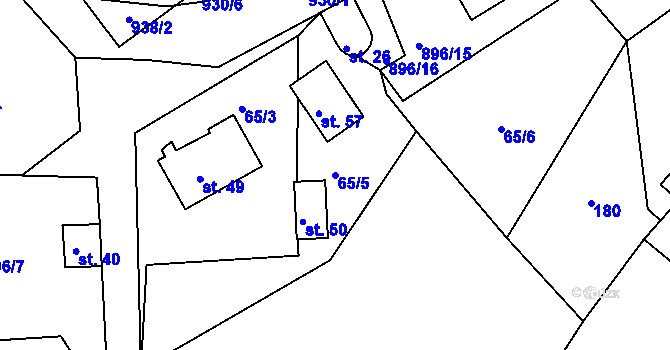 Parcela st. 65/5 v KÚ Vlčetínec, Katastrální mapa